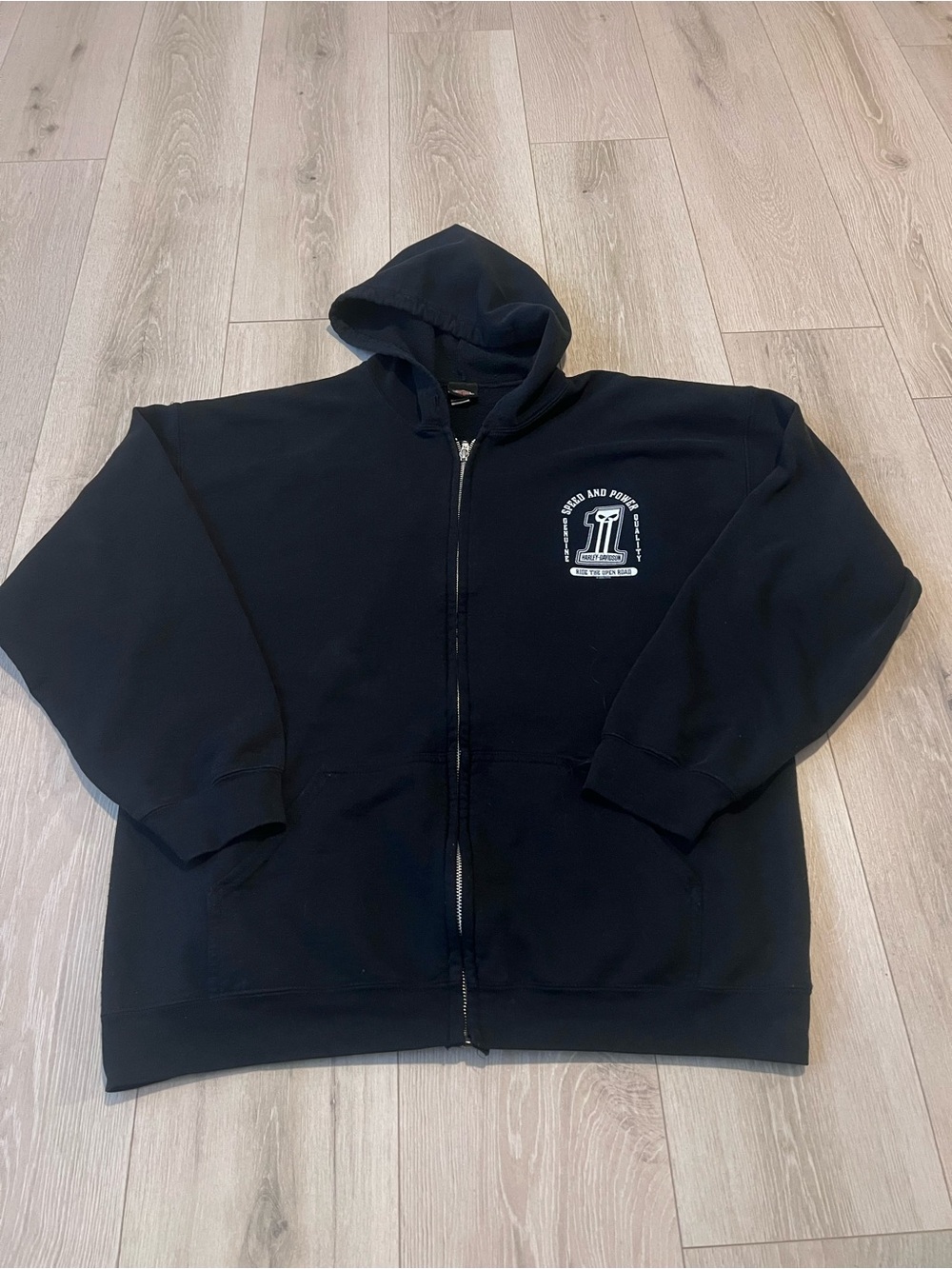 Harley-Davidson Black Full-Zip Hoodie with Chest Logo